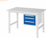 Rau Arbeitstisch 1250x800x760-1080 3xSchub M-Platte 22mm lichtgrau/enz