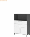 mcbuero.de Kombischrank FlexWall 3OH Sockel graphit/wei&szlig;