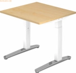mcbuero.de Schreibtisch C-Fu&szlig; 80x80cm Ahorn/Wei&szlig;-Alu poliert