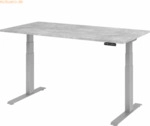 mcbuero.de Sitz-Steh-Schreibtisch elektrisch 160x80cm Beton/Silber