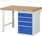 Rau Werkbank 2000x900x890mm 4xSchublade-TA lichtgrau/enzianblau