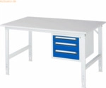 Rau Arbeitstisch 1500x1000x760-1080 3xSchub M-Platte 22mm lichtgrau/en