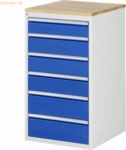 Rau Schubladenschrank 580x650x1035mm B-Top-25mm 6xSchublade-TA lichtgr