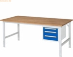 Rau Arbeitstisch 2000x1000x760-1080 3xSchub B-Platte 25mm lichtgrau/en