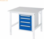 Rau Arbeitstisch 1000x1000x760-1080 4xSchub M-Platte 22mm lichtgrau/en