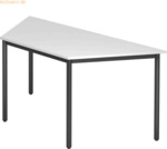 mcbuero.de Trapeztisch Rundfu&szlig; 160x69cm Wei&szlig;/Schwarz