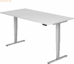 mcbuero.de Sitz-Steh-Schreibtisch elektrisch 200x100 -128,5cm Wei&szlig;/Sil