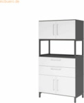 mcbuero.de Kombischrank FlexWall 4OH 1offen Sockel graphit/wei&szlig;