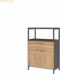 mcbuero.de Kombischrank FlexWall 3OH 1offen Sockel graphit/asteiche