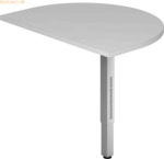 mcbuero.de Anbautisch mit Fu&szlig; eckig 60x80cm Grau/Silber