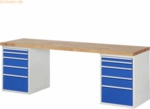 Rau Werkbank 2500x700x890mm 10xSchublade-TA lichtgrau/enzianblau