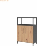 mcbuero.de Regal FlexWall T&uuml;ren 3OH 1offen Sockel graphit/asteiche