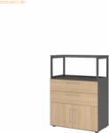 mcbuero.de Kombischrank FlexWall 3OH 1offen graphit/eiche