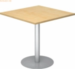 mcbuero.de Besprechungstisch 80x80cm Ahorn/silber