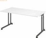 mcbuero.de Schreibtisch C-Fu&szlig; 160x80cm Wei&szlig;/Graphit