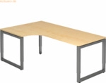 mcbuero.de Schreibtisch O-Fu&szlig; eckig 200x120cm Ahorn/Graphit