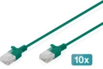 Assmann DIGITUS CAT 6 U-UTP Slim Patchkabel, 3 m, Gr&uuml;n, 10 St&uuml;ck