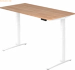 mcbuero.de Sitz-Steh-Schreibtisch elektrisch 160x80cm Nussbaum/Wei&szlig;