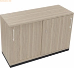 Soennecken Schiebet&uuml;renschrank 2OH B1200xT442xH781mm anthrazit/Eiche N