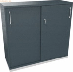 Soennecken Schiebet&uuml;renschrank 3OH B1200xT442xH1133mm wei&szlig;/Lavagrau