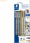 10 x Staedtler Feinschreiber pigment liner 3 St&uuml;ck schwarz + metallic