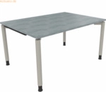 Soennecken Schreibtisch Vierfu&szlig; Rundrohr B1400xT1000xH680-820 silber/B