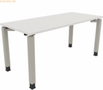 Soennecken Schreibtisch Vierfu&szlig; Quadratrohr B1600xT700xH680-820 wei&szlig;/W