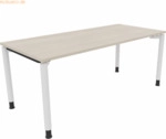 Soennecken Schreibtisch Vierfu&szlig; Rundrohr B1800xT800xH680-820 wei&szlig;/Akaz