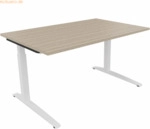 Soennecken Schreibtisch Kufe Quadrat B1400xT900xH650-850 wei&szlig;/Eiche Na