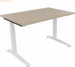 Soennecken Schreibtisch Kufe Quadrat B1200xT800xH650-850 wei&szlig;/Eiche Na