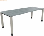 Soennecken Schreibtisch Vierfu&szlig; Quadratrohr B2000xT800xH680-820 silber
