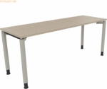Soennecken Schreibtisch Vierfu&szlig; Rundrohr B1800xT600xH680-820 silber/Ei