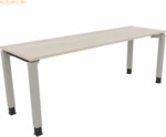 Soennecken Schreibtisch Vierfu&szlig; Quadratrohr B2000xT600xH680-820 silber