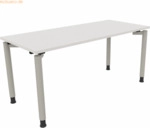 Soennecken Schreibtisch Vierfu&szlig; Rundrohr B1600xT700xH680-820 silber/we