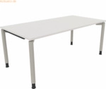 Soennecken Schreibtisch Vierfu&szlig; Rundrohr B1800xT900xH680-820 silber/we