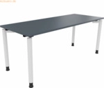 Soennecken Schreibtisch Vierfu&szlig; Rundrohr B1600xT700xH680-820 wei&szlig;/Lava