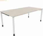 Soennecken Schreibtisch Vierfu&szlig; Rundrohr B2000xT1000xH680-820 wei&szlig;/Aka
