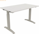 Soennecken Schreibtisch Kufe Quadrat B1200xT700xH650-850 silber/wei&szlig;