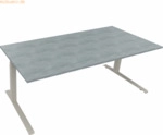 Soennecken Sitz-/Stehtisch Kufe Doppels. Quad. B2000xT900xH645-1275 si