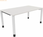 Soennecken Schreibtisch Vierfu&szlig; Quadratrohr B1600xT900xH680-820 wei&szlig;/W