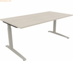 Soennecken Schreibtisch Kufe Quadrat B1800xT900xH650-850 silber/Akazie