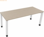 Soennecken Schreibtisch Vierfu&szlig; Quadratrohr B1800xT700xH680-820 wei&szlig;/E