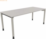 Soennecken Schreibtisch Vierfu&szlig; Rundrohr B1800xT800xH680-820 silber/Li