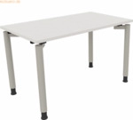 Soennecken Schreibtisch Vierfu&szlig; Rundrohr B1200xT700xH680-820 silber/we