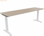 Soennecken Schreibtisch Kufe Quadrat B2000xT600xH650-850 wei&szlig;/Eiche Na