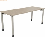 Soennecken Schreibtisch Vierfu&szlig; Rundrohr B1800xT700xH680-820 silber/Ei
