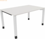 Soennecken Schreibtisch Vierfu&szlig; Quadratrohr B1400xT900xH680-820 wei&szlig;/W