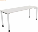 Soennecken Schreibtisch Vierfu&szlig; Rundrohr B1800xT600xH680-820 wei&szlig;/Wei&szlig;