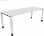 Soennecken Schreibtisch Vierfu&szlig; Quadratrohr B2000xT800xH680-820 wei&szlig;/W