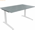 Soennecken Schreibtisch Kufe Quadrat B1400xT900xH650-850 wei&szlig;/Beton he